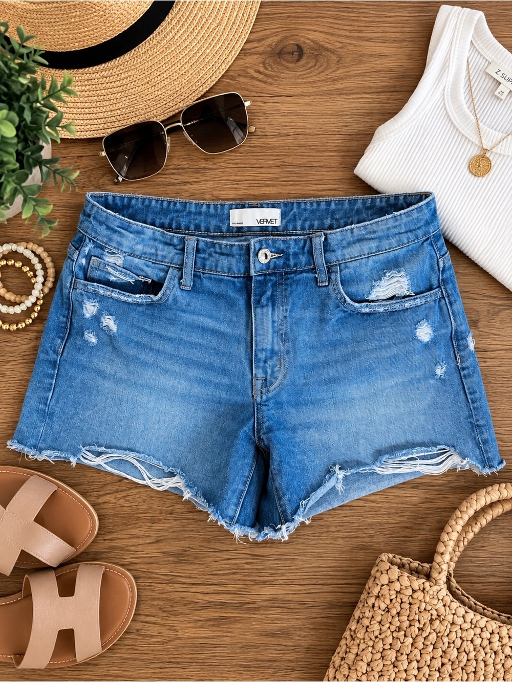 VERVET Distressed Blue Denim Shorts size medium